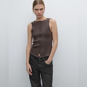 Massimo Dutti Brown Sleeveless Top